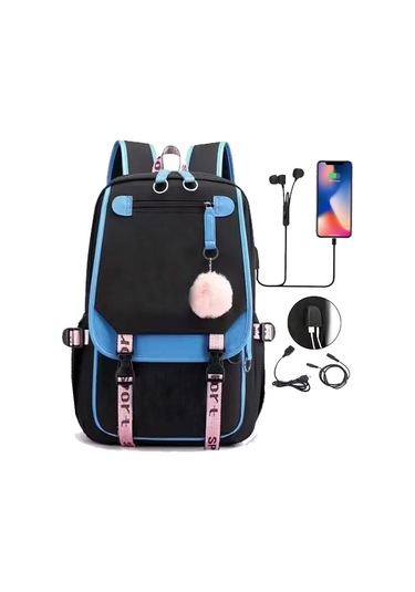 Gençler İçin Şık Ve Konforlu Unisex Sırt Çantası - Okul Ve Günlük Kullanıma Uygun Ergonomik Tasarım MAvi