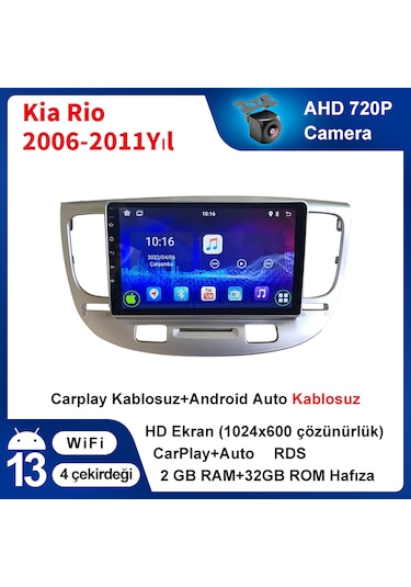 Kia Rio 2006-2011yıl 2gb Ram 32gb Rom Carplay Navigasyon Multimed