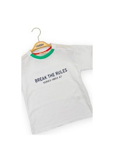 Çikoby Erkek Çocuk Pamuklu Break The Rules Yazılı Tshirt-11676-beyaz Beyaz
