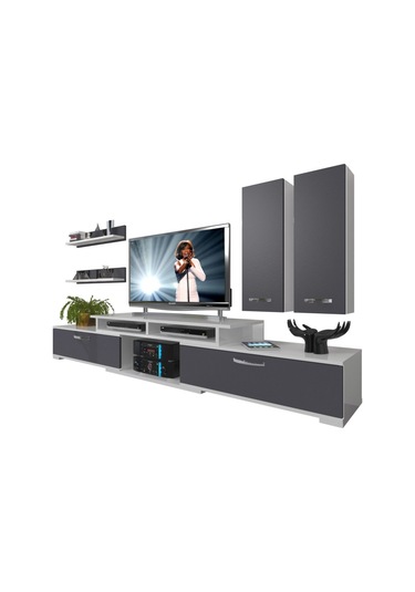Decoraktiv Flex 5d130 Mdf Tv Ünitesi Tv Sehpası Beyaz - Antrasit