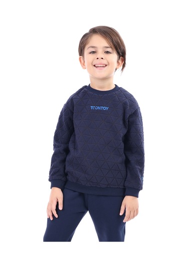 Toontoy Unisex Çocuk Nakışlı Sweatshirt Lacivert