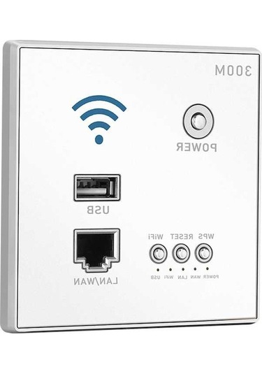 Didadodo Duvara Monte Wifi Router - 300mbps Hız, Wps Şifreleme, Usb C Portlu, Beyaz Renk, Güçlü Antenler