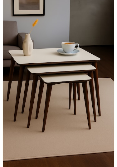 İstanbul 3'lü Zigon Sehpa %100 Mdf Beyaz