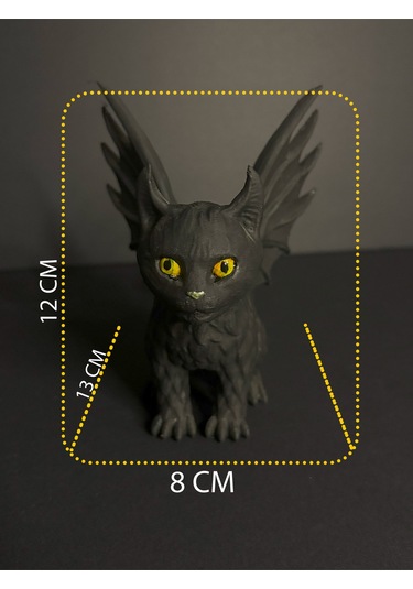 Siyah Şeytani Kedi Dekoratif Aksesuar Gotik Tasarım