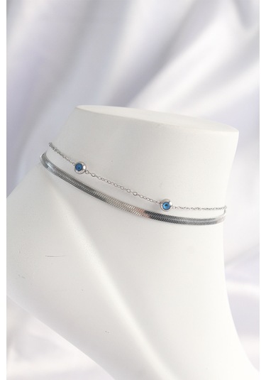 Zarif Kadın İçin Silver Çelik Nazarlıklı Stil Çift Halhal Diğer