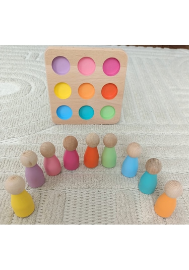 Eşleştirme Tablalı Peg Oyunu 9 Renk