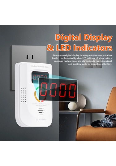 Lemestar Karbon Monoksit Algılayıcı Elektrokimyasal Sensörlü 110-250vac Akıllı Ekranlı Sesli Işıkli Alarm Avrupa Standartı