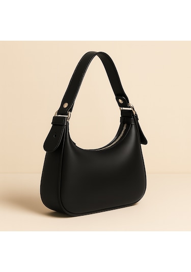 Hmo Store Modern Curve Minimal & Şık Deri Omuz Çantası Siyah
