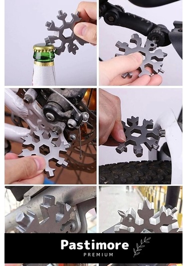 Paslanmaz Çelik Çok Fonksiyonlu Alyan Tornavida Takımı Kar Tanesi Anahtarlık Konserve Açıcı