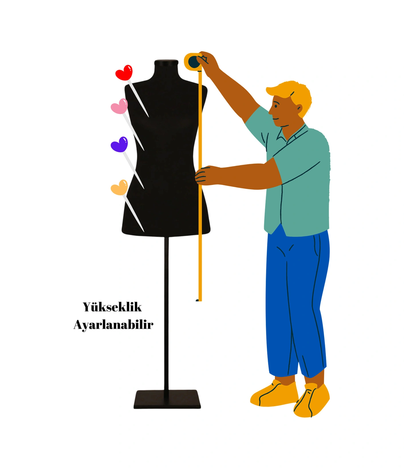 Ekonomik 36 Beden Dik Ve Yatay Iğne Batabilen Sünger Metal Ayaklı Terzi Mankeni Po-01