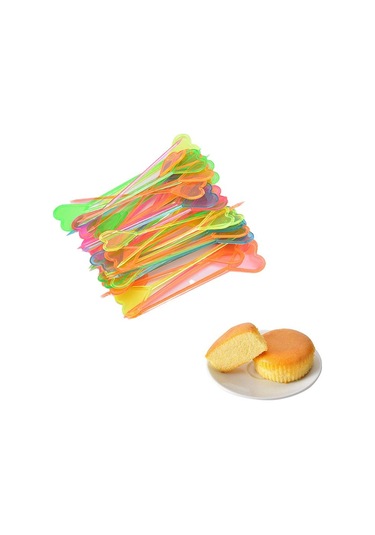 50 Adet Plastik Tek Kullanımlık Çatal Sopa Yiyecek Kürdanları Kalp Ok Tatlı Meyve Çatalları