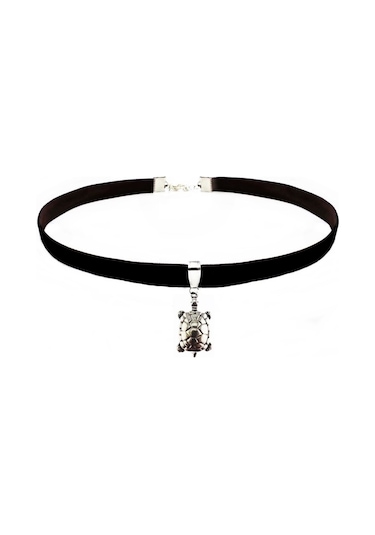 Siyah Renk Kadife Kaplumbağa Choker Siyah