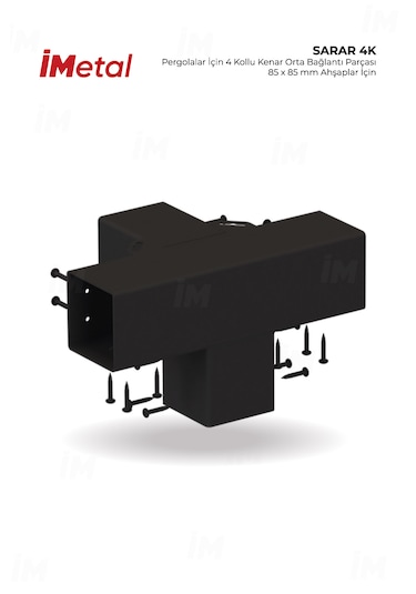 Sarar 85 X 85 Mm Ahşaplar İçin 4 Yollu Orta Bağlantısı