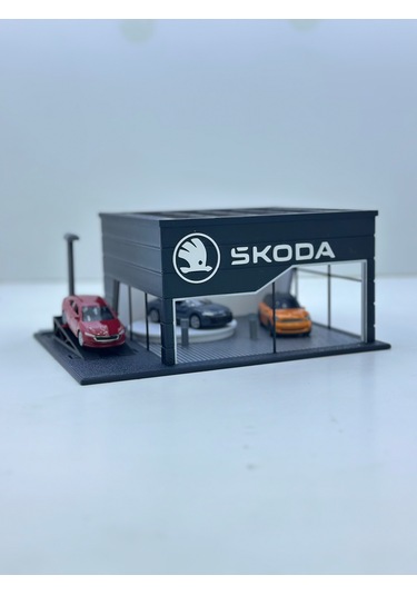 1/64 Ölçekli Skoda Diorama Tasarımlı Araç Sergileme Garajı 3d Baskı