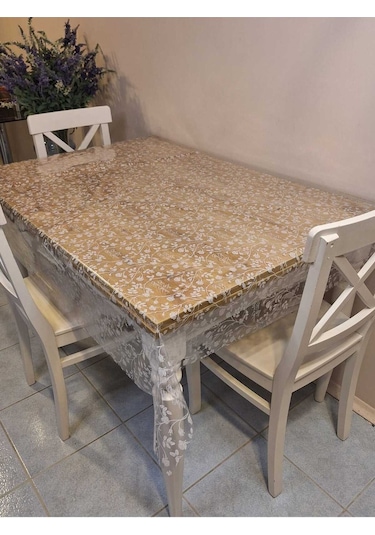 Şeffaf 0.018 Mm Pvc Muşamba - Desenli Silinebilir Şeffaf Masa Örtüsü 16ns32 Şeffaf