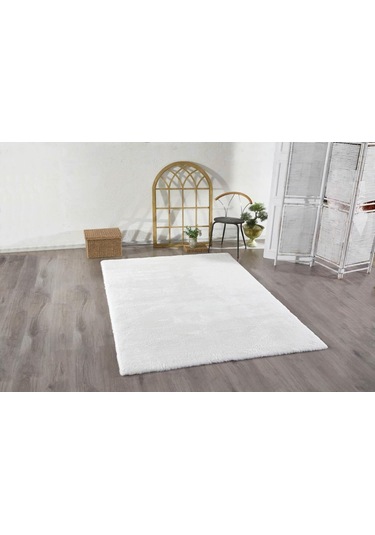 Jassrug Kürk Halı 80x120 Beyaz Beyaz Beyaz