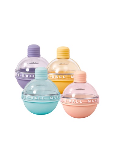 Ximistore9 Renkli Silikon Buz Topu Kalıpları - 4'lü Set, As Kapaklı, 2.4 İnç Dev Buz Topları İçin, İçeceklerinizi Serin Tutar Çok Renkli