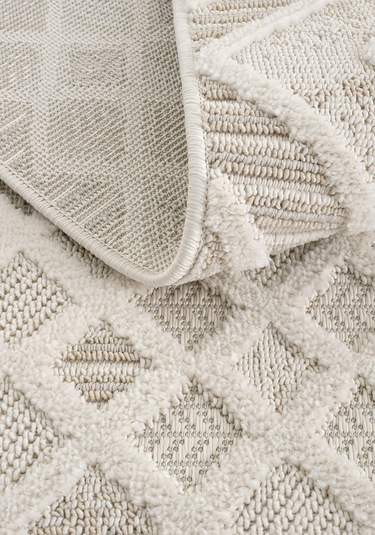 Cool Halı Ares 8802 Krem Yolluk Geometrik Antre Hol Koridor Halı Yatak Odası Halı Bukle Halı Yolluk