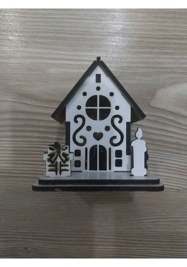 Lavanta Tasarım Işıklı Ağaca Asılabilen Maket Ev 3 Beyaz