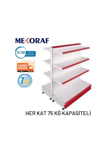 Mekoraf Mekoraf 1.Kalite Çift Taraflı Market Rafı H:135 Cm En:90 Cm