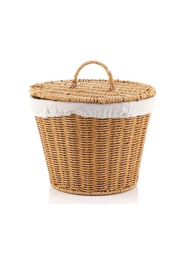 Mien-9t02 Rattan Oval Sepet Kapaklı Kahverengi