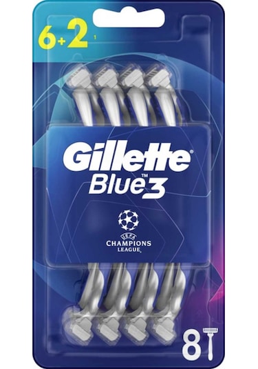 Gillette Blue3 Football Tıraş Bıçağı Şampiyonlar Ligi Paketi 8'li
