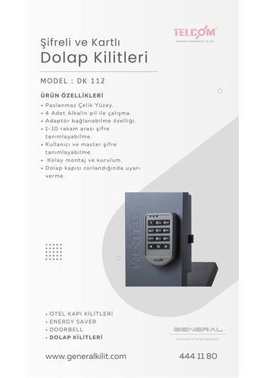 Kartlı Dolap Kilidi Paylaşımlı/atanmış Locker Dk 119 SİYAH/KROM