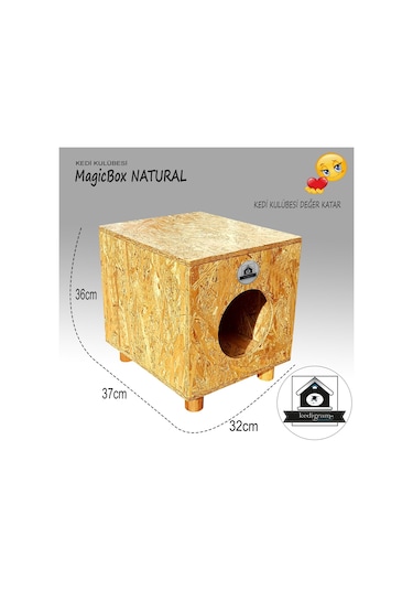 Kedi Kulübesi Magicbox V Vernik Korumalı Ahşap Kedi Evi 36 x 32 x 37 CM