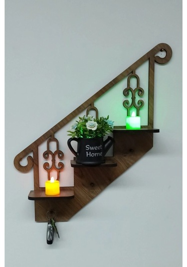 Dekoratif Ahşap Anahtarlık, Çok Amaçlı Dekoratif Raf