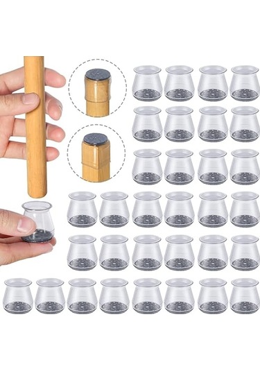 32 Adet Silikon Sandalye Ayağı Koruyucusu, Boyut: Küçük 23 - 32 Mm'ye Uyar , Küçük Sandalye Ayağı Koruyucuları, Keçeli Sandalye Ayakları İçin Şeffaf Silikon Koruyucular Diğer