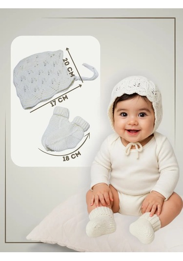 Wofım Kıds Yenidoğan Seti: Battaniye, Şapka Ve Çoraplar. 241168385 Beyaz