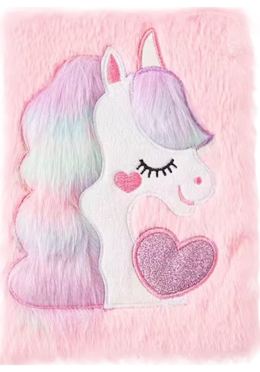 Tek Boynuzlu At Sevimli Peluşdefter Pembe