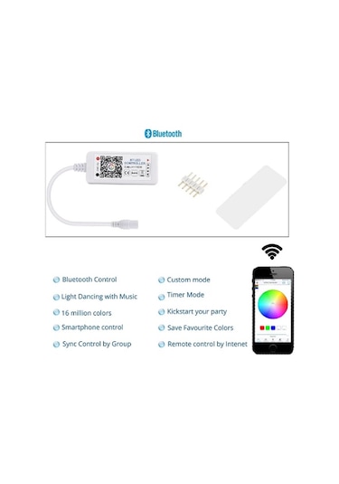 Bluetooth Destekli 12V 24V / Rgbw / Led Şerit Denetleyici.