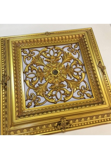 Saray Tavan Göbek Panel 72cm 72cm Kahve Eskitme Içerisine Led Döşenebilir Panel