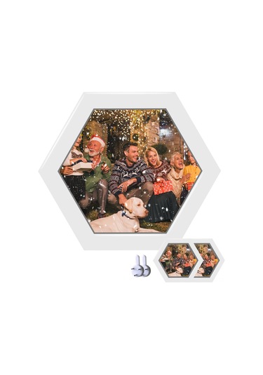 Lemestar Ahşap Altıgen Duvar Foto Çerçevesi Seti - 2 Adet, Ev Ofis Dekorasyonu, Kolay Kurulum, Özel Anılarınızı Gösterin