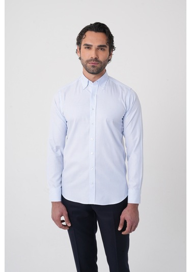 Bisse Erkek Uzun Kollu Mavi Desenli Regular Fit Gömlek Gmczg252054 C35 Mavi