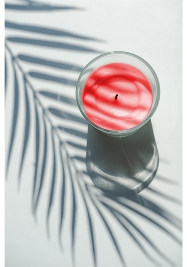 Scended Çilek Kokulu Cam Bardak Mum Dekoratif Mumluk