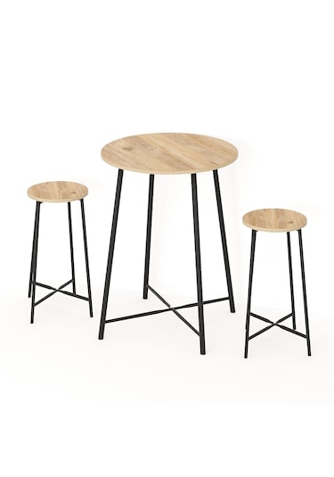 Oval 2 Kişilik Yemek Masası Bar Masası Mutfak Çam 1526