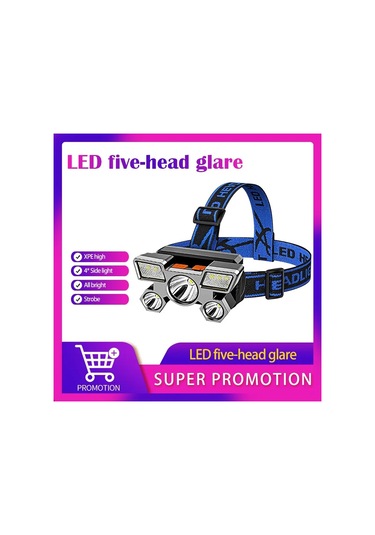 Liangmei Led Beş Kafa Far Güçlü Işık Süper Parlak Şarj