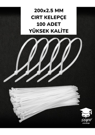 Cırt Kelepçe Beyaz 100 Lü 200 Mm X 2.5 Mm Yüksek Kalite