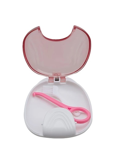 Gateesat Mavi Diş Protezi Saklama Kutusu Ergonomik Sap Fırça Seyahat Çantası