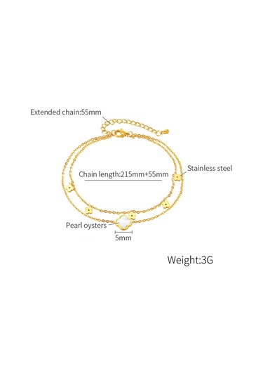 Sones Opk Gz191 İskelet Çiçek Çift Zincir Paslanmaz Çelik Bileklikler Altın
