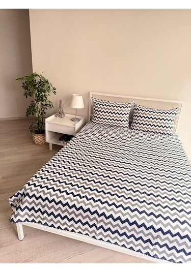 Üntaş Tek Lastiksiz Çarşaf Ve 1 Adet Yastik Kilifi Lacivertgri