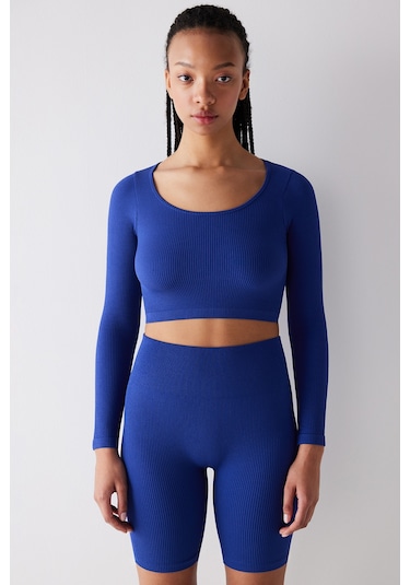 Penti Seamless Dikişsiz Ribbed Active Saks Mavisi Üst Ph8tpl8k24ıy-sa8
