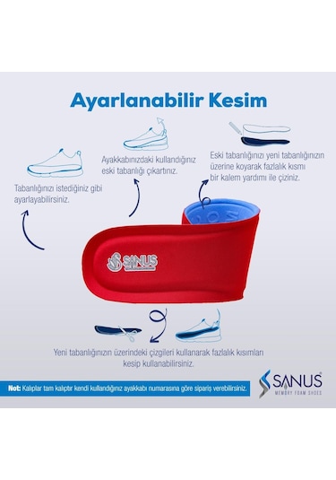 Sanus 100 Model Memory Foam Topuk Dikeni Hava Yastıklı Ortopedik Tabanlık