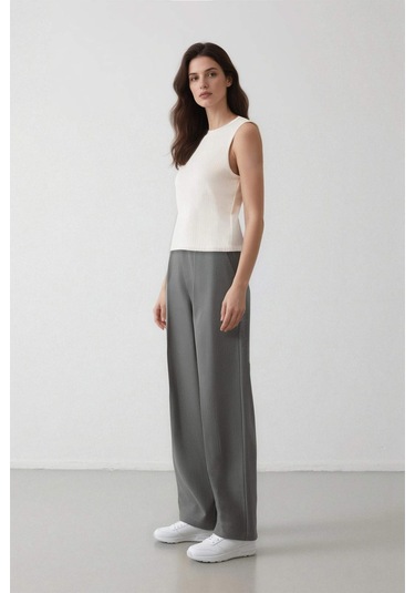 DeFacto Wide Leg Pensli Klasik Palazzo Pantolon Geniş Bol Paça Basic Düz Uzun Boy Yüksek Bel Cepli C2020AX25SPGR210