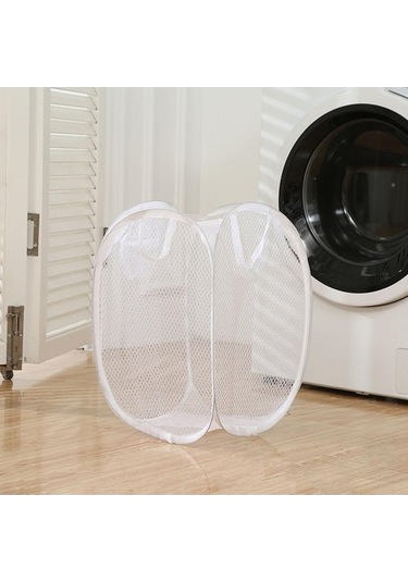 Pazly Suntek Örgü Katlanabilir Çamaşır Sepeti, Beyaz Renkli Pratik Eşya Deposu Diğer