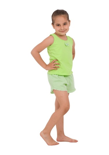 The Don Anne-Kız Fıstık Yeşili Kız Çocuk Şort Takımı (2-8 Yaş)
