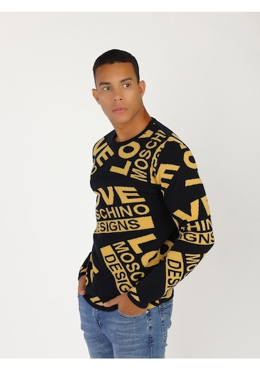 Moschino Moschıno Erkek Kazak / M.Lov.2019.6494 Siyah-Sarı Siyah