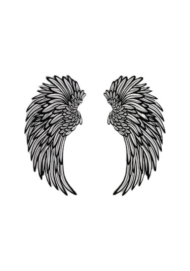 Sones 1 Çift 45 Cm Çift Taraflı Siyah Kazınmış Metal Melek Kanatları Duvara Asılan Dekorasyon Işıksız Diğer